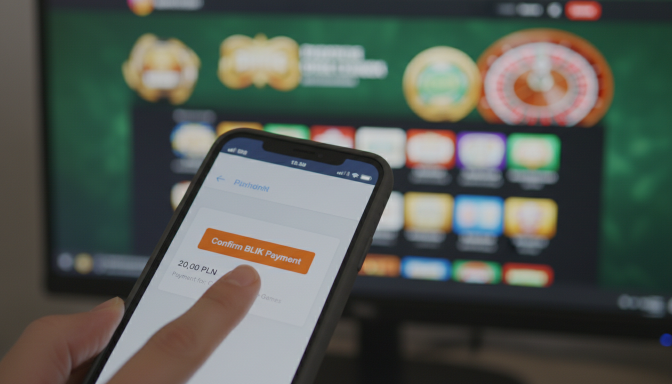 Hazardzista dokonujący wpłaty BLIK do kasyna za 20 złotych